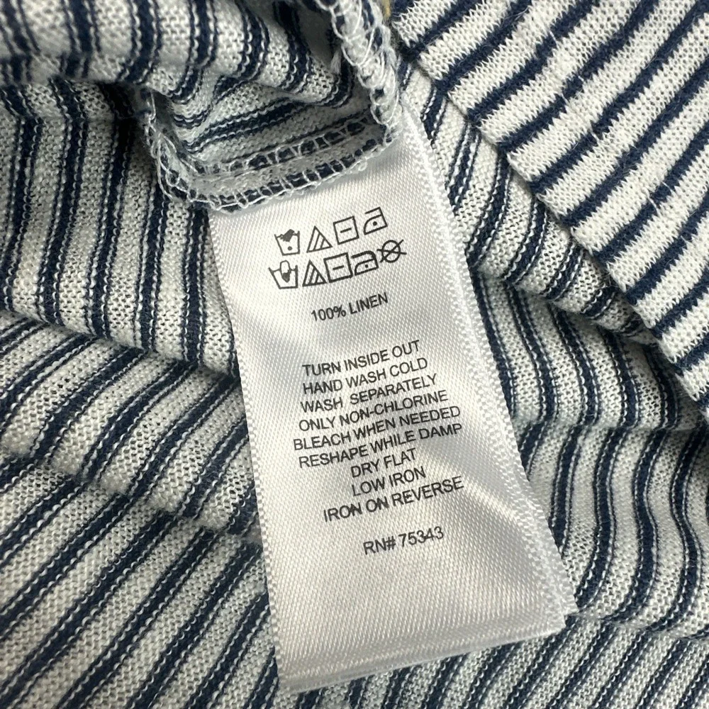 C&C California 100% Linen Top Womens XL Blue White Striped NWOT Coastal Beach